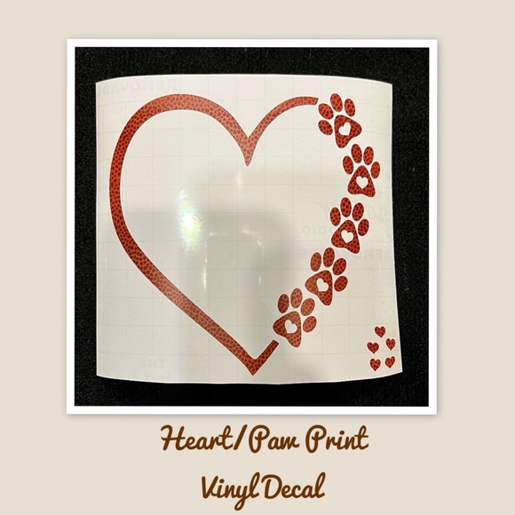 Heart/Paw Print Vinyl Decal - Picture 1 of 1